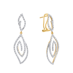 Серьги из желтого золота с бриллиантами