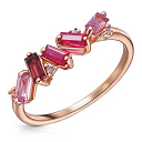 Кольцо из красного золота с бриллиантами, сапфиром