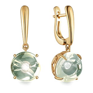 Серьги с английским замком из желтого золота с бриллиантами