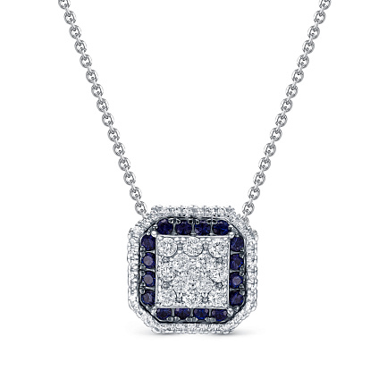 Колье из белого золота с бриллиантами, сапфирами