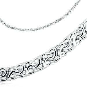 Цепь ручной работы из серебра, плетение скиф