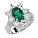 Кольцо из платины с бриллиантами, изумрудом