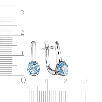 Серьги с английским замком из белого золота с топазом