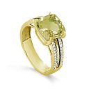 Кольцо из желтого золота с бриллиантами, кварцем