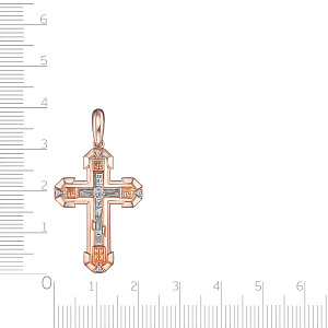 Крест из красного золота с бриллиантами