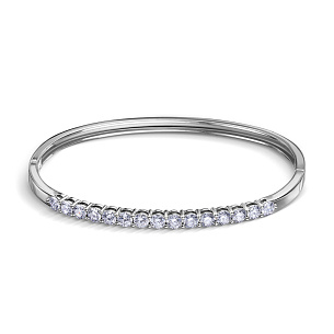 Браслет жесткий из белого золота с бриллиантом