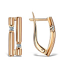 Серьги с английским замком из красного золота с фианитами