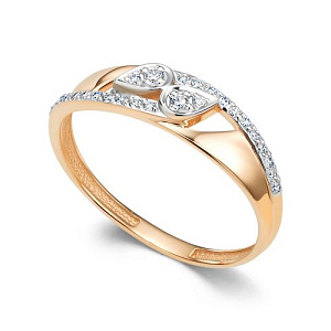 Кольцо из красного золота с бриллиантами