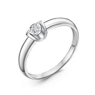 Кольцо из белого золота с бриллиантом