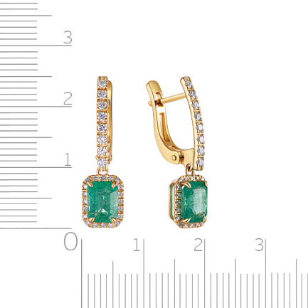 Серьги с английским замком из желтого золота с бриллиантами