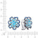 Серьги из белого золота с сапфирами, топазами