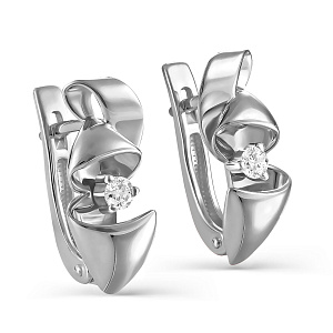 Серьги с английским замком из белого золота с бриллиантами