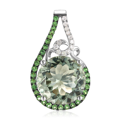 Подвеска из белого золота с бриллиантами, аметистом