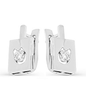 Серьги с английским замком из белого золота с бриллиантами