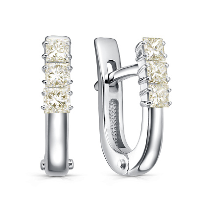 Серьги с английским замком из белого золота с бриллиантами