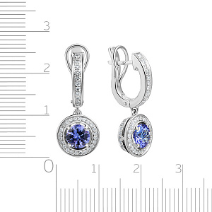 Серьги с английским замком из белого золота с бриллиантами