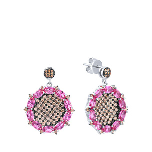 Пусеты из серебра с фианитом