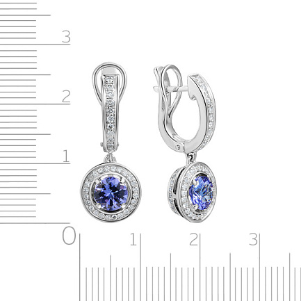 Серьги с английским замком из белого золота с бриллиантами