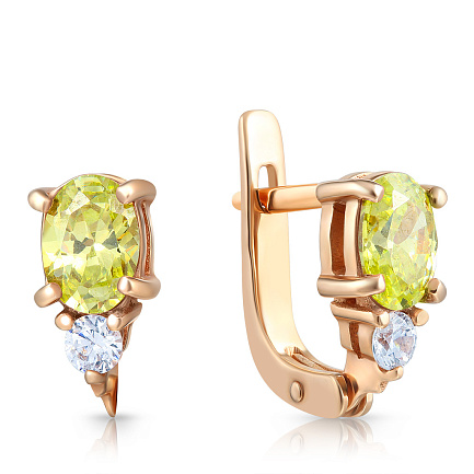 Серьги из красного золота с фианитом