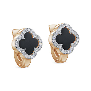 Серьги с английским замком из красного золота с бриллиантами