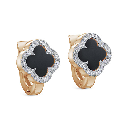 Серьги с английским замком из красного золота с бриллиантами