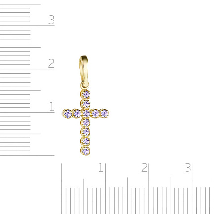 Крест декоративный из желтого золота с танзанитом