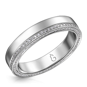 Кольцо обручальное из белого золота с бриллиантом