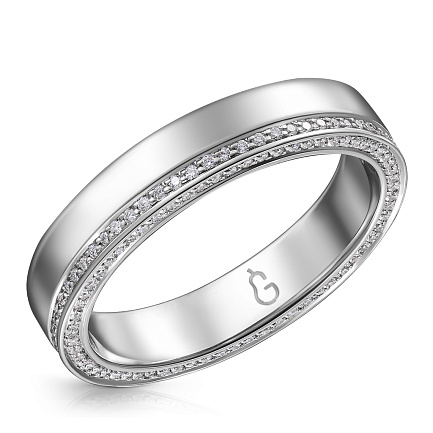 Кольцо обручальное из белого золота с бриллиантами