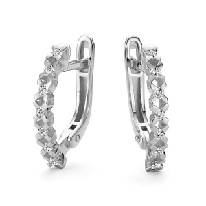 Серьги с английским замком из белого золота с бриллиантами