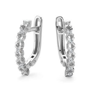 Серьги с английским замком из белого золота с бриллиантом