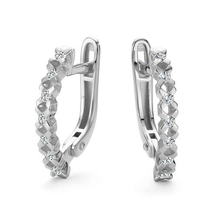 Серьги с английским замком из белого золота с бриллиантами