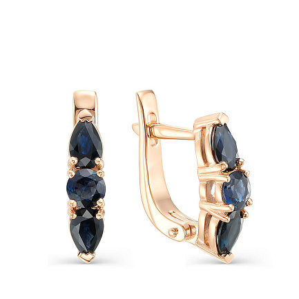 Серьги из красного золота с сапфирами