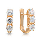 Серьги с английским замком из красного золота с фианитом