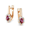 Серьги с английским замком из красного золота с бриллиантами