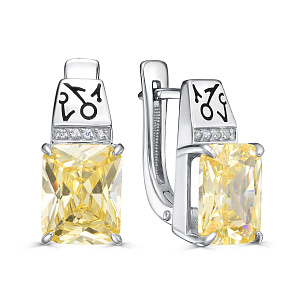 Серьги с английским замком из серебра с фианитами