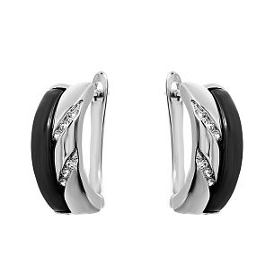 Серьги с английским замком из серебра с керамикой и цирконием