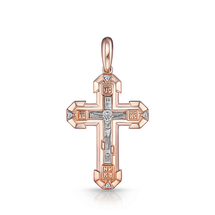 Крест из красного золота с бриллиантами
