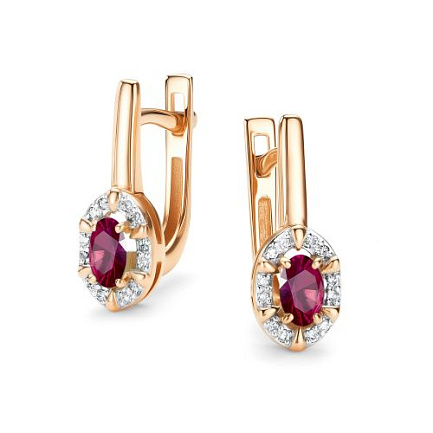 Серьги с английским замком из красного золота с бриллиантами