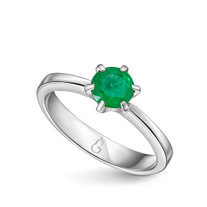 Кольцо из белого золота с изумрудом