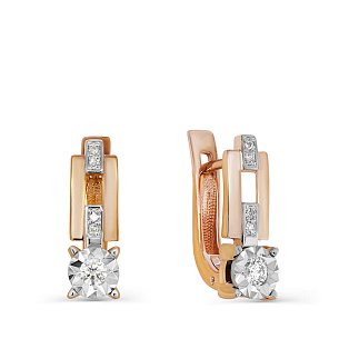 Серьги с английским замком из красного золота с бриллиантами