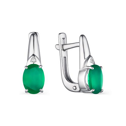 Серьги с английским замком из серебра с бриллиантами