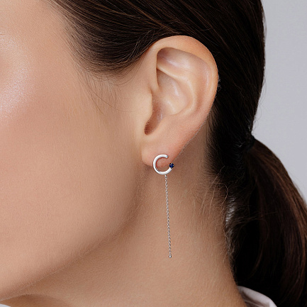 Пусеты из белого золота с сапфирами