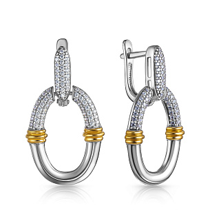 Серьги с английским замком из серебра с позолотой