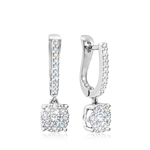 Серьги из белого золота с бриллиантом