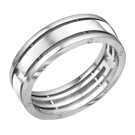 Кольцо обручальное из белого золота с бриллиантами