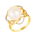 Кольцо из желтого золота с бриллиантами, жемчугом