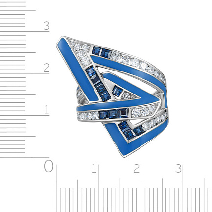 Кольцо из белого золота с бриллиантами, сапфирами