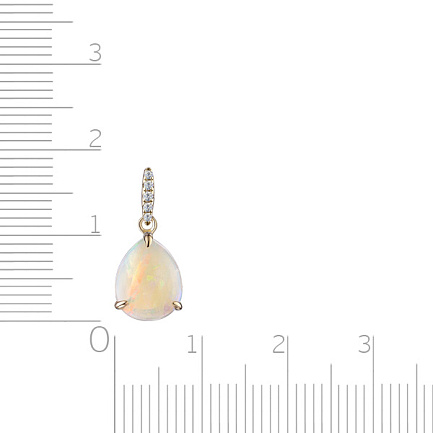 Подвеска из желтого золота с бриллиантами, опалом