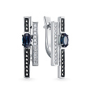 Серьги из белого золота с бриллиантами, сапфирами