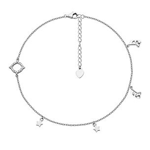 Браслет на ногу декоративный из серебра с фианитом